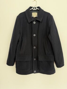 Vintage L.L.Bean 100% Wool Thinsulate Black Barn Coat Jacket Mens M